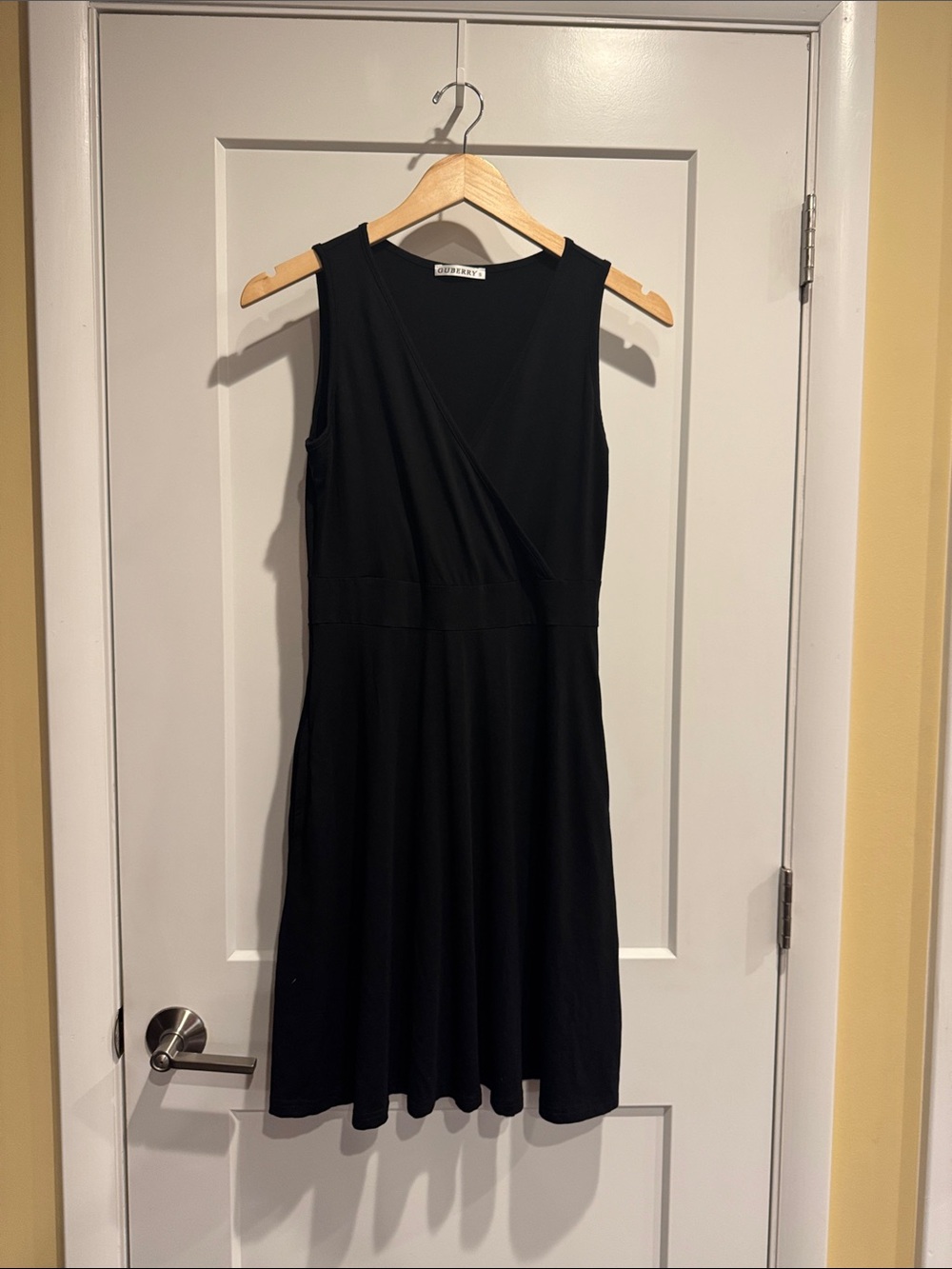 Black Sleeveless V-Neck Wrap-Style Midi Dress